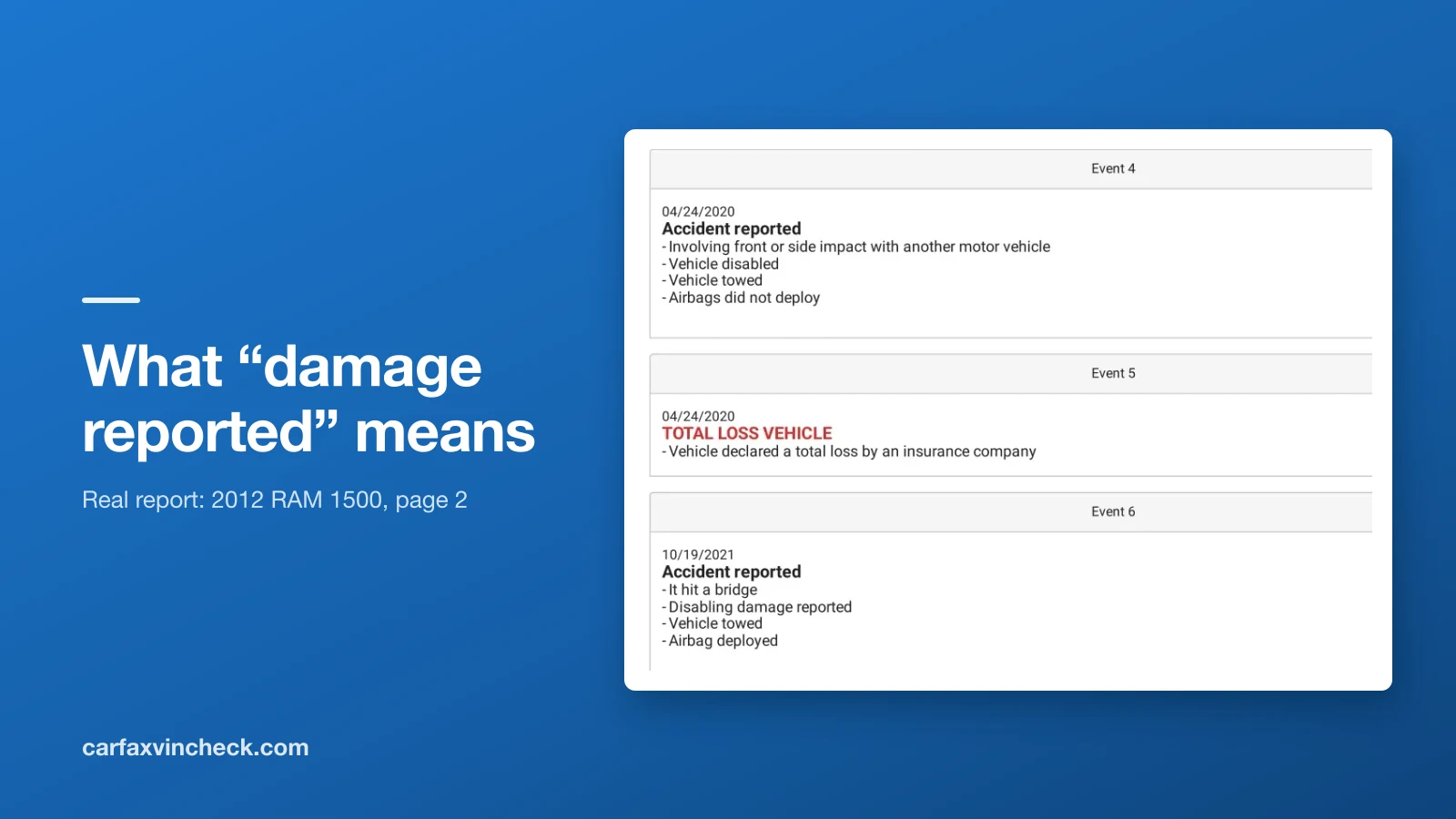 What "damage reported" means on a Carfax report