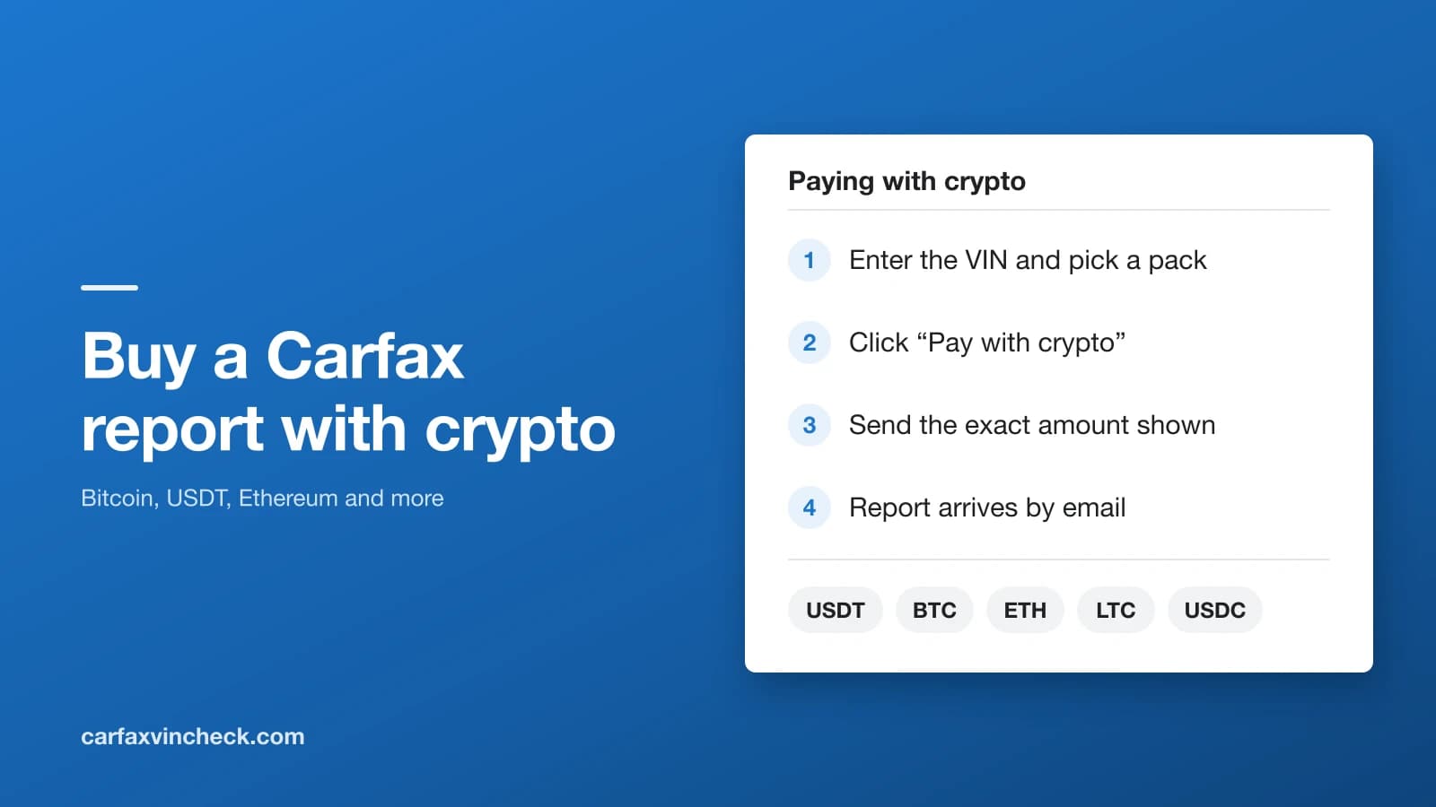How to buy a Carfax report with crypto