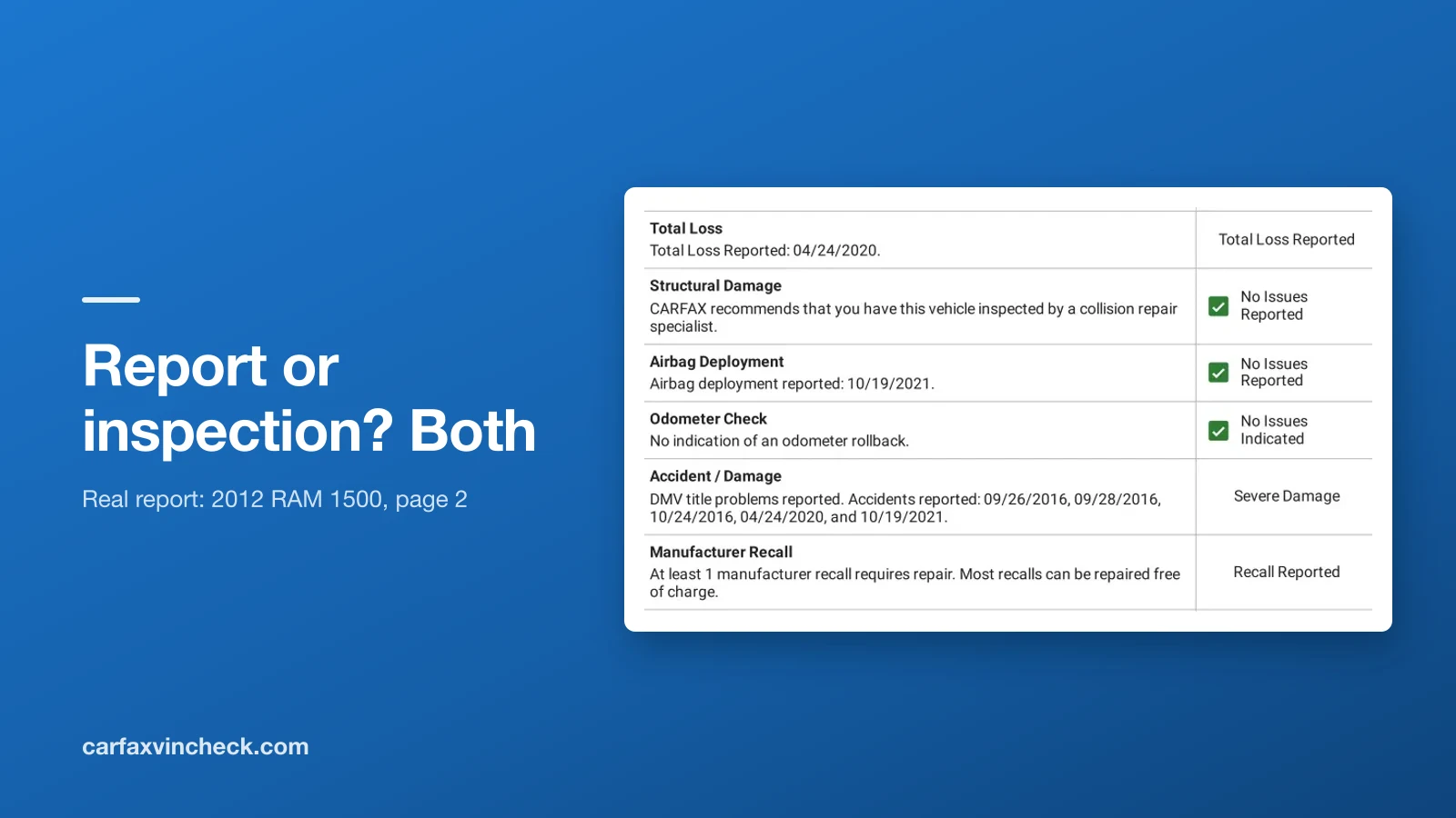 Carfax report or pre-purchase inspection? Why you want both